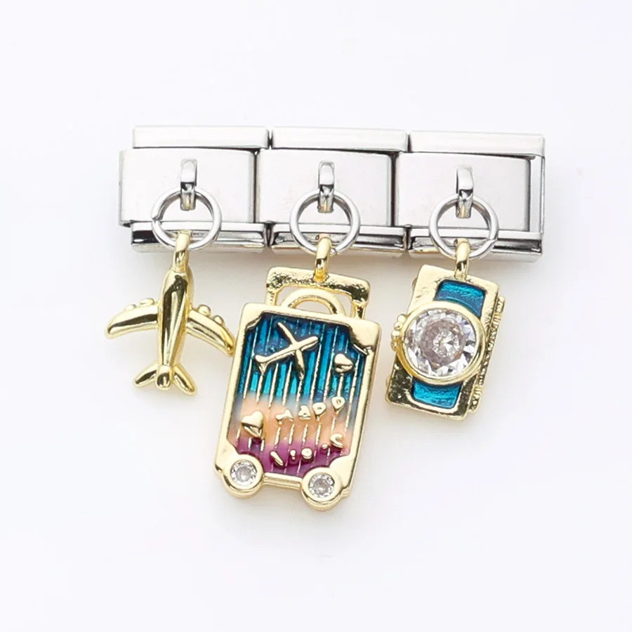 2025 New Women's Jewelry Fashion DIY Italian Charm 9MM Stainless Steel Module Women's Bracelet Pendant Jewelry Gift