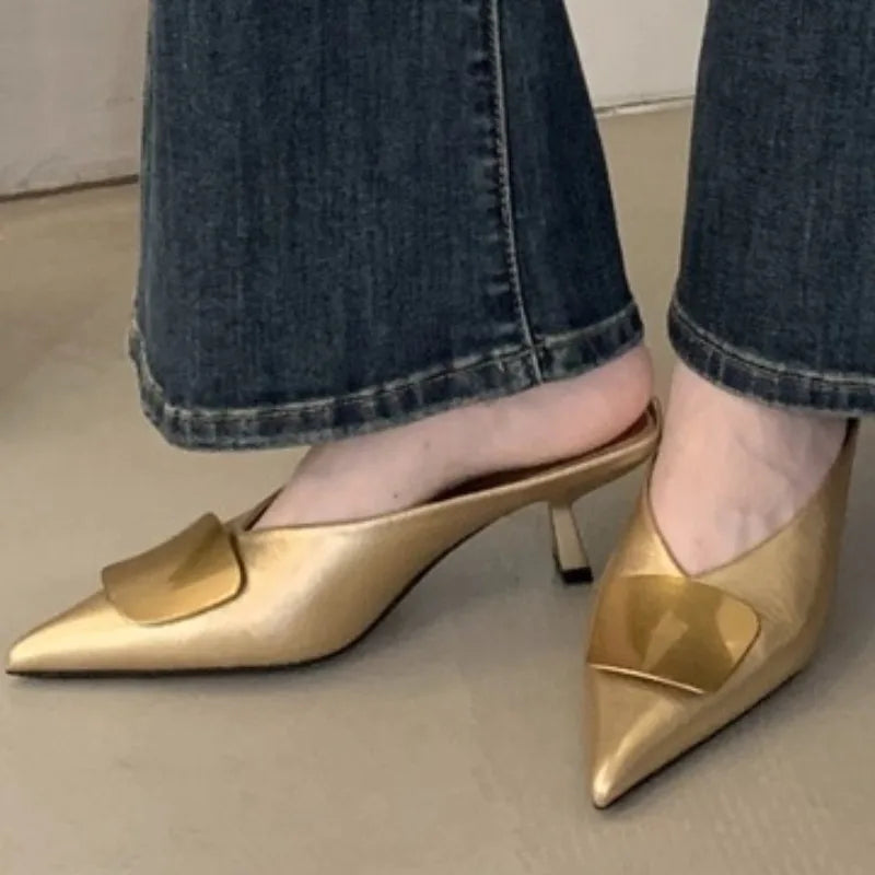 Women's Sandals 2025 Summer New Luxury Fashion Casual Mules Closed Toe Comfortable Open Heel Wear-resistant Zapatos De Mujer