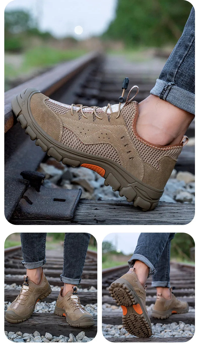 2025 Summer Safety Shoes Men Anti-puncture Work Sneakers With Steel Toe Cap Indestructible Shoes Breathable Male Shoes Anti-slip