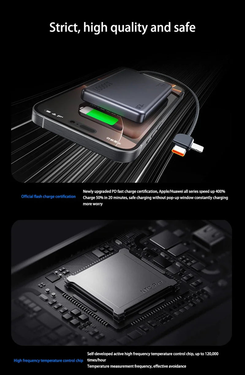Xiaomi 20000mAh High Capacity Fast Charge Power Bank Genuine with Built-in Cable Ultra-thin Compact Portable Carried on Airplane