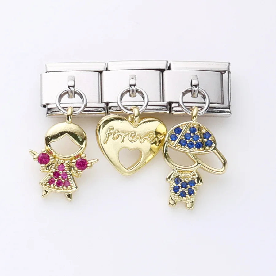 2025 New Women's Jewelry Fashion DIY Italian Charm 9MM Stainless Steel Module Women's Bracelet Pendant Jewelry Gift