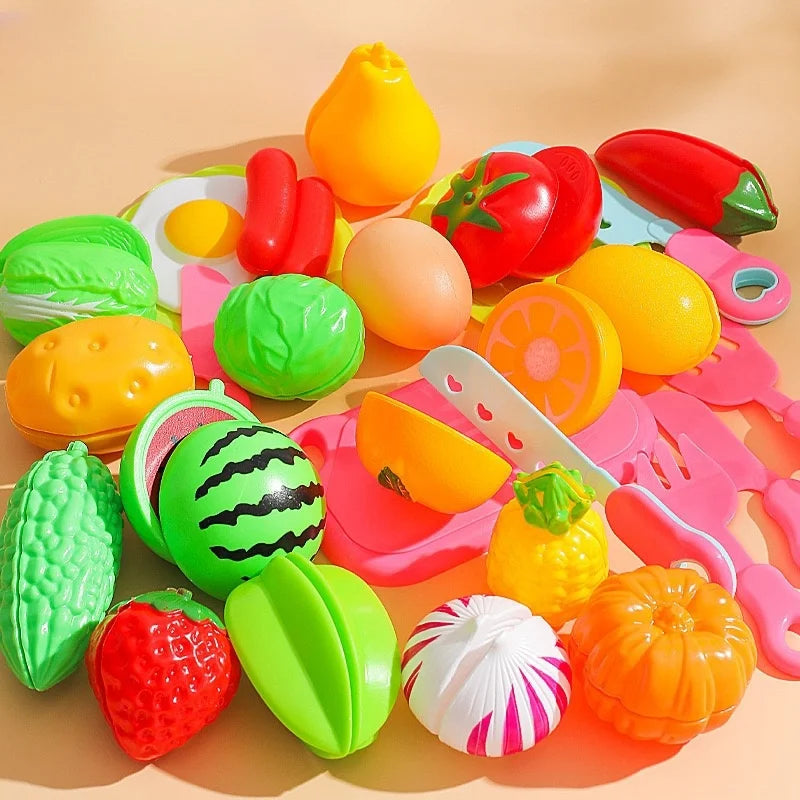 25 PCs Set DIY Fruit Cutting Music Toy Simulation Vegetable Fruit and Vegetable Children's Toy Girl Boy Kitchen Food Set