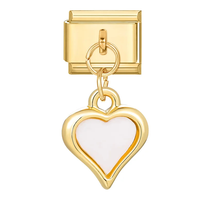 Y2K Elegant Flowers Leaves Gold Color Pendant Italian Charm Links Fit 9mm Stainless Steel Bracelet Women DIY Making Gifts
