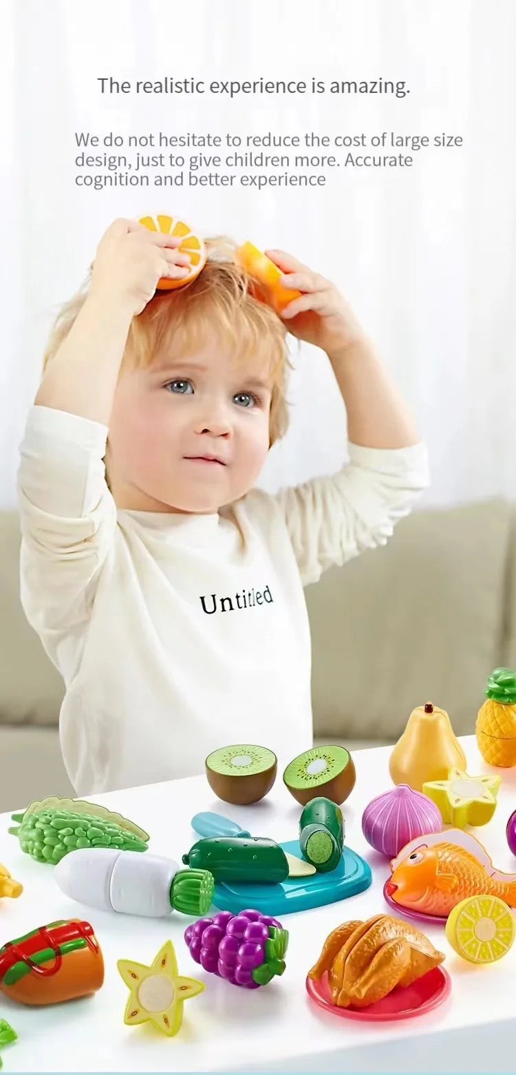 25 PCs Set DIY Fruit Cutting Music Toy Simulation Vegetable Fruit and Vegetable Children's Toy Girl Boy Kitchen Food Set