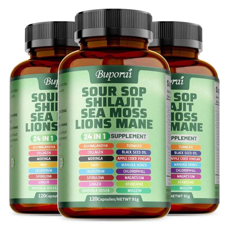 24-in-1 Soursop Herbal Supplement Natural Support for Skin, Digestion & Wellness