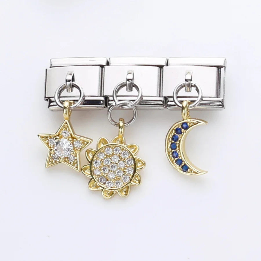 2025 New Women's Jewelry Fashion DIY Italian Charm 9MM Stainless Steel Module Women's Bracelet Pendant Jewelry Gift