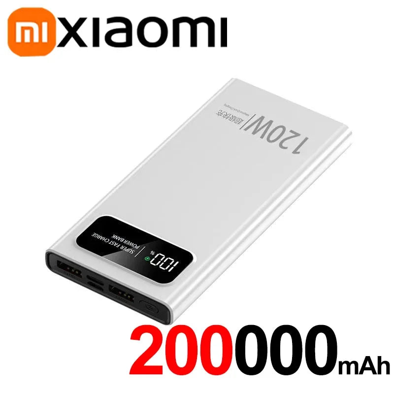 Xiaomi 120W PowerBank Super Fast Charging 200000mAh Large Capacity Portable Emergency Battery Supply Mobile Power For IPhone New