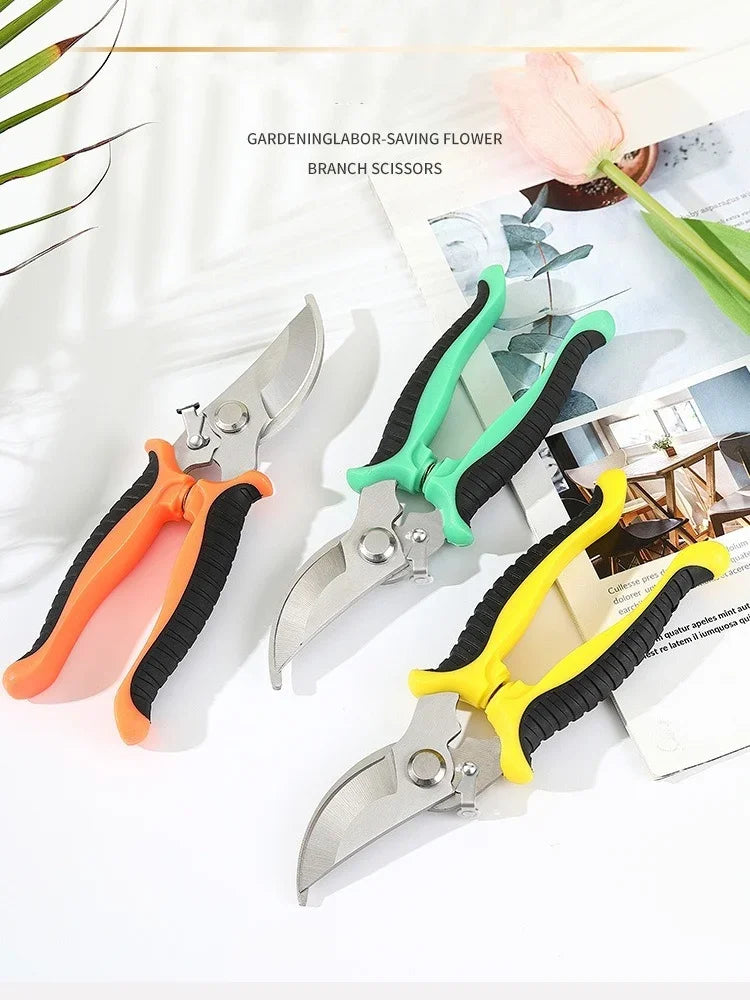 1Pcs Stainless Steel Pruning Shear Fruit-picking Scissors Labor Saving Gardening Plant Sharp Branch Pruners Protection