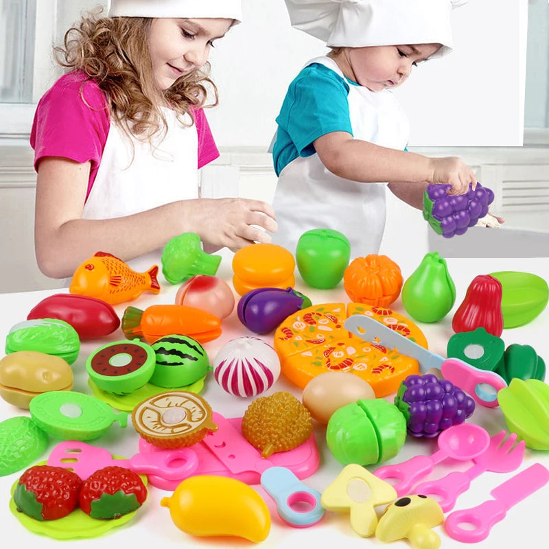 25 PCs Set DIY Fruit Cutting Music Toy Simulation Vegetable Fruit and Vegetable Children's Toy Girl Boy Kitchen Food Set