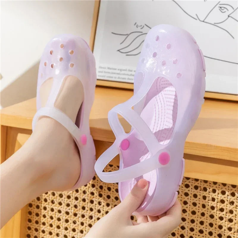 2025 Summer Hot Sale Women's Sandals Non Slip Soft Soled Jelly Daily Slip-on Clogs Casual Shoes Fashion Printing Beach Slippers