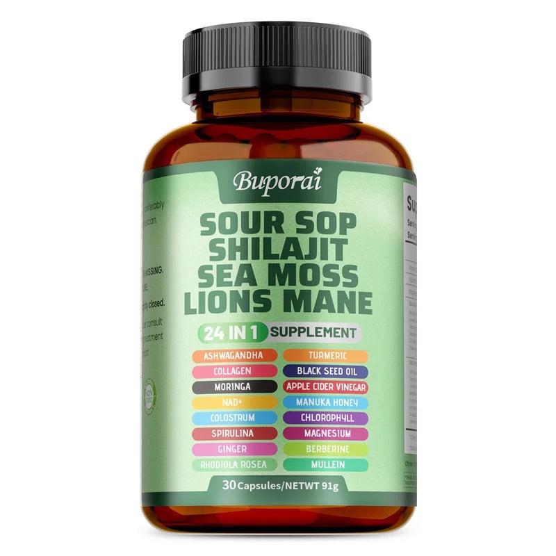 24-in-1 Soursop Herbal Supplement Natural Support for Skin, Digestion & Wellness