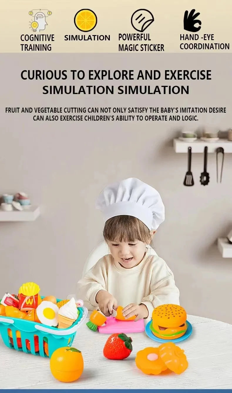 25 PCs Set DIY Fruit Cutting Music Toy Simulation Vegetable Fruit and Vegetable Children's Toy Girl Boy Kitchen Food Set