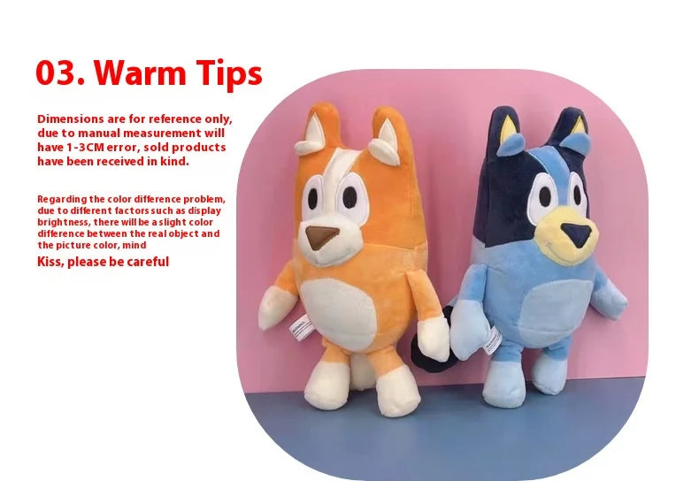 28cm Kawaii Anime Bluey Family Bingo Dog Music Figure Plush Toys Stuffed Animals Toy For Children Holiday Gifts