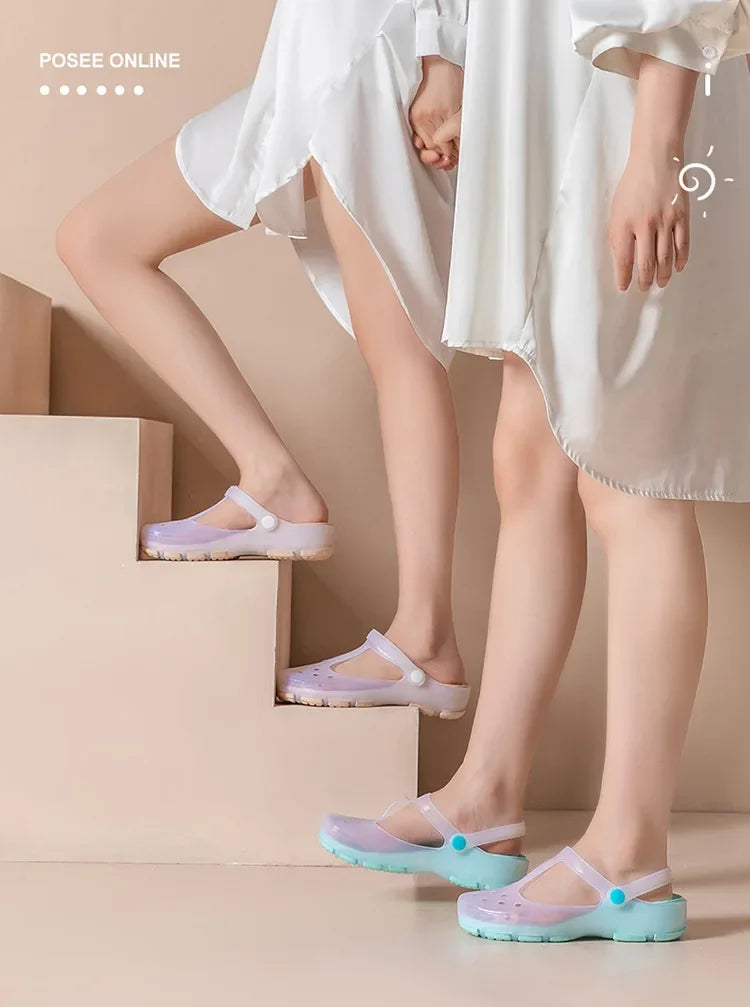 2025 Summer Hot Sale Women's Sandals Non Slip Soft Soled Jelly Daily Slip-on Clogs Casual Shoes Fashion Printing Beach Slippers
