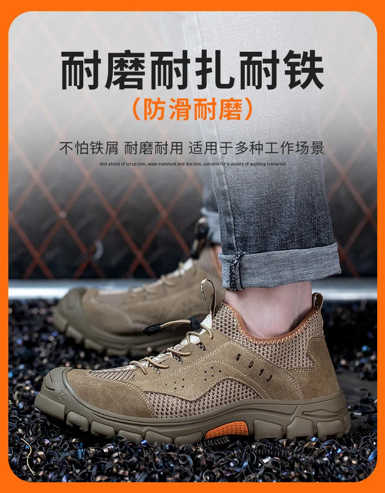 2025 Summer Safety Shoes Men Anti-puncture Work Sneakers With Steel Toe Cap Indestructible Shoes Breathable Male Shoes Anti-slip