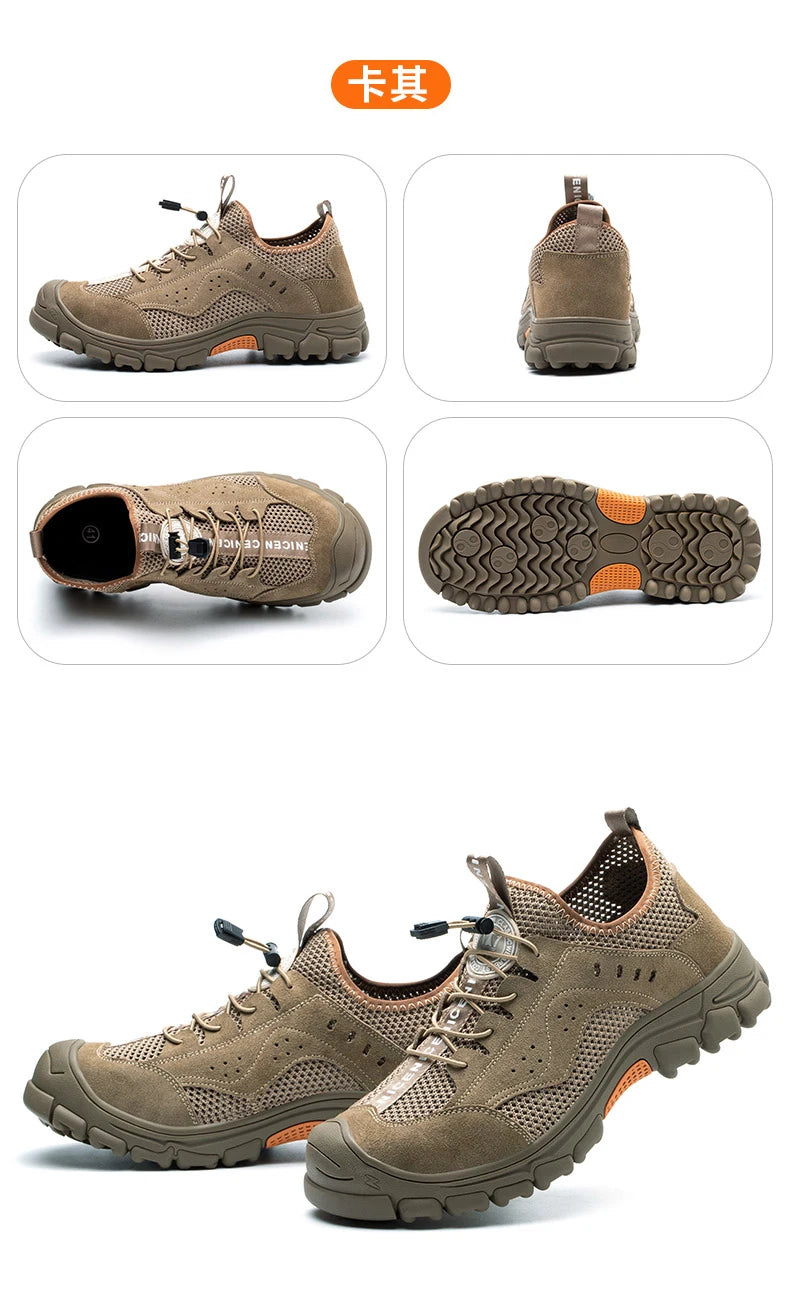 2025 Summer Safety Shoes Men Anti-puncture Work Sneakers With Steel Toe Cap Indestructible Shoes Breathable Male Shoes Anti-slip