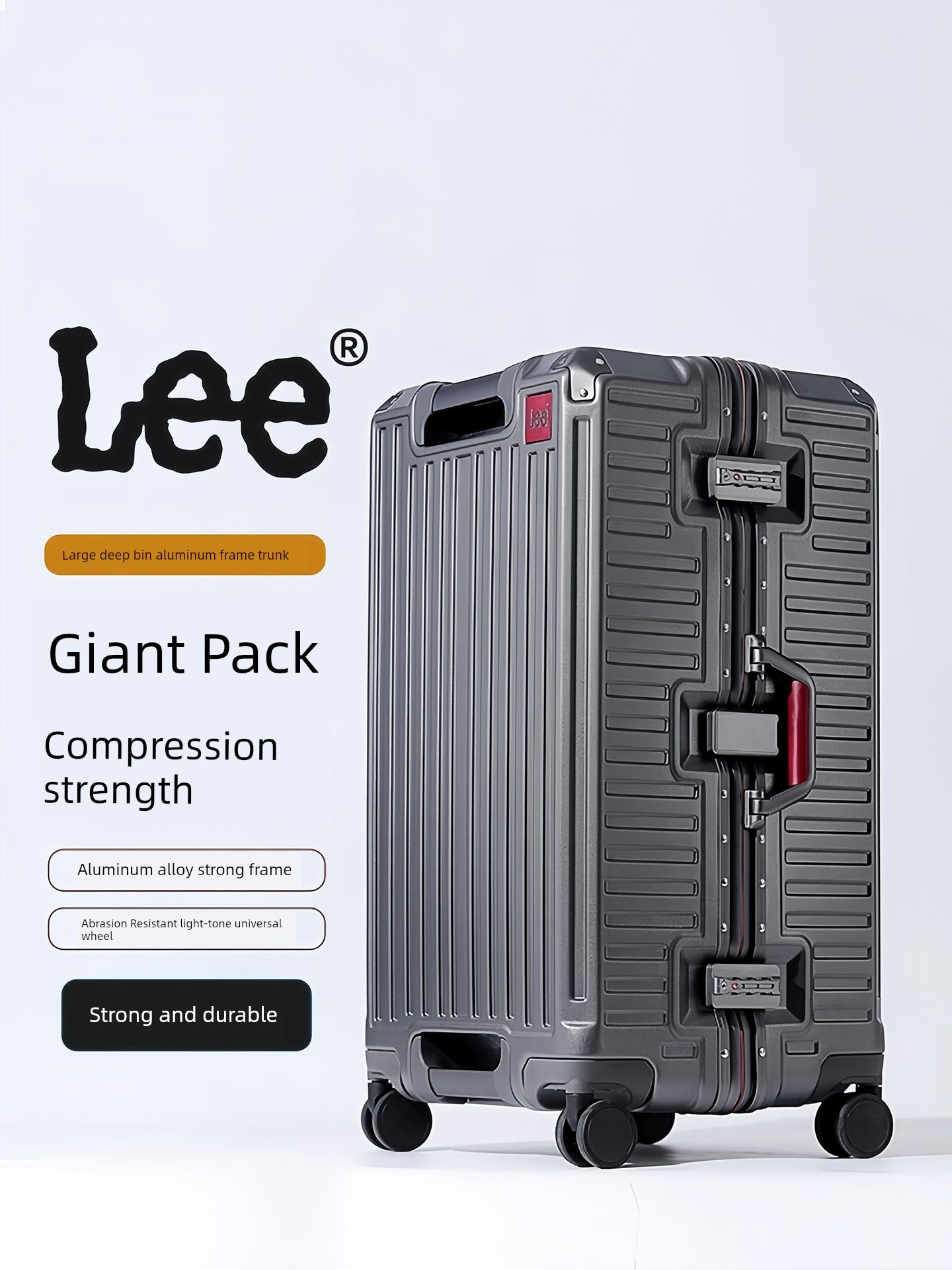 Lee Large Capacity 24-Inch Aluminum Frame Student Luggage