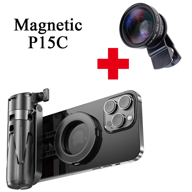 2026 Magnetic Selfie Stick Phone Tripod w Remote Extend Cell Phone Tripod Stand For MagSafe iPhone 16 15 14 13 12 XIAOMI SAMSUNG