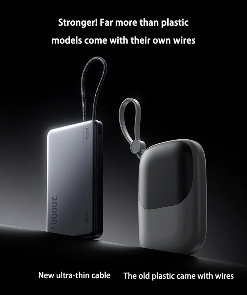Xiaomi 20000mAh High Capacity Fast Charge Power Bank Genuine with Built-in Cable Ultra-thin Compact Portable Carried on Airplane