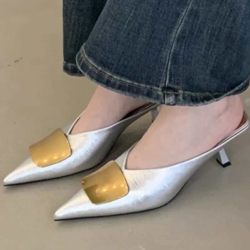 Women's Sandals 2025 Summer New Luxury Fashion Casual Mules Closed Toe Comfortable Open Heel Wear-resistant Zapatos De Mujer