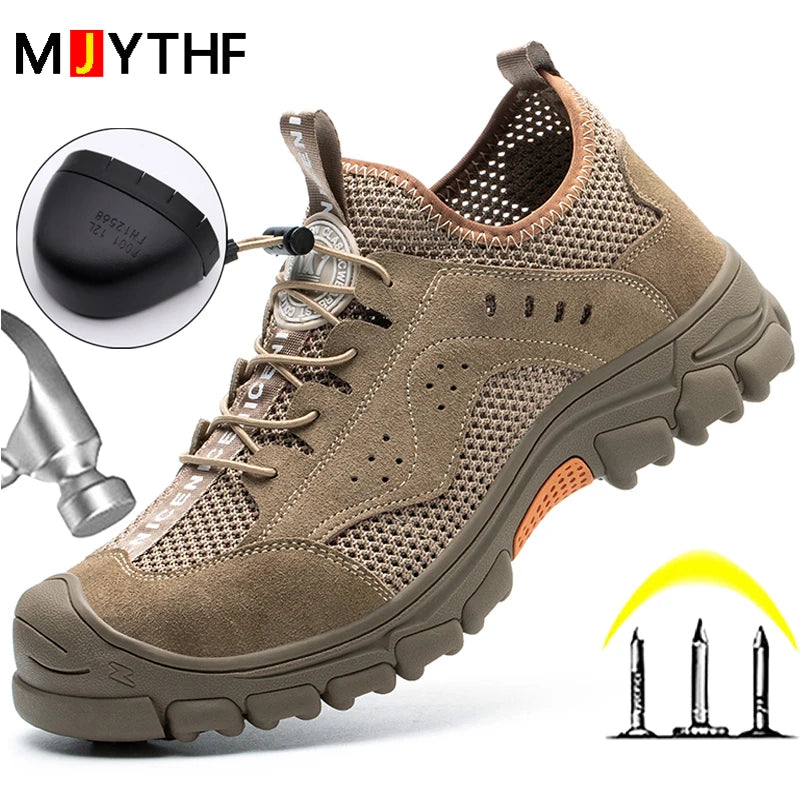 2025 Summer Safety Shoes Men Anti-puncture Work Sneakers With Steel Toe Cap Indestructible Shoes Breathable Male Shoes Anti-slip