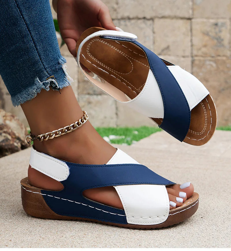 Women's Sandals Soft Heels Sandals Women Peep Toe Summer Shoes Lightweight Wedges Heeled Shoes Woman Footwear Summer Sandals