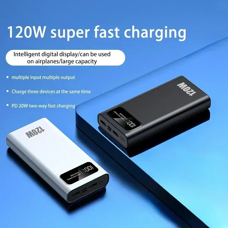 200000mAh Power Bank 120W Super Fast Charging Ultralarge Capacity With LED Digital Display Portable External Battery For Phones