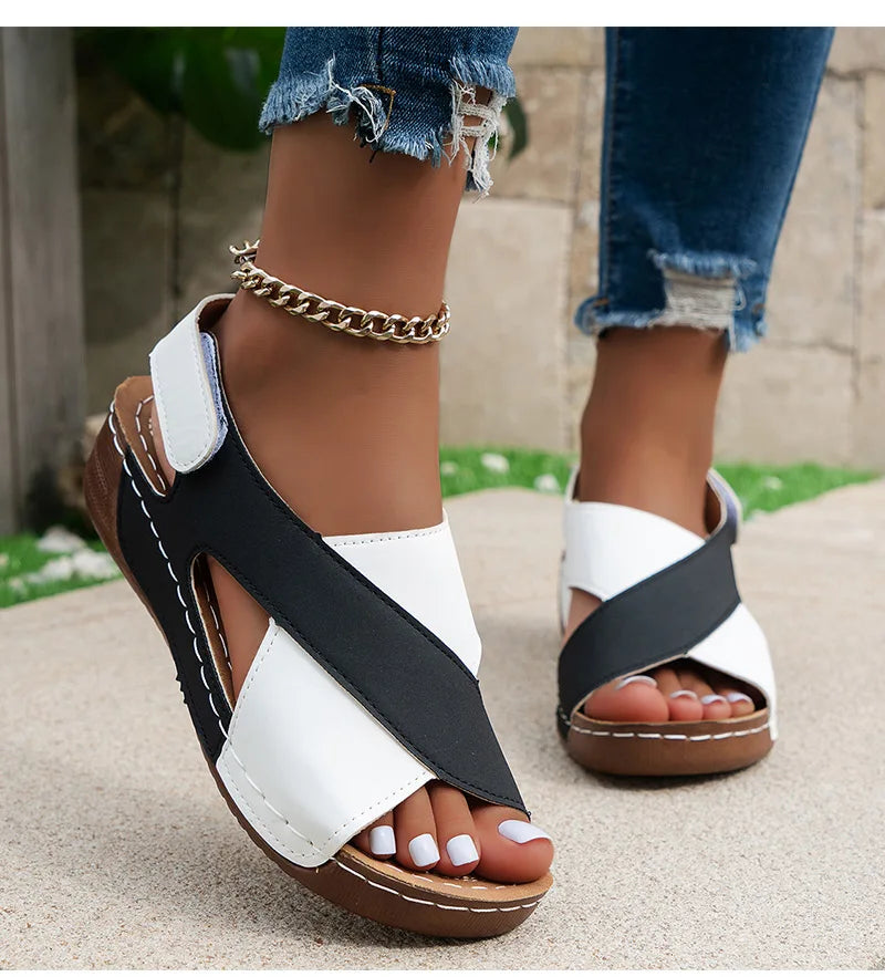 Women's Sandals Soft Heels Sandals Women Peep Toe Summer Shoes Lightweight Wedges Heeled Shoes Woman Footwear Summer Sandals