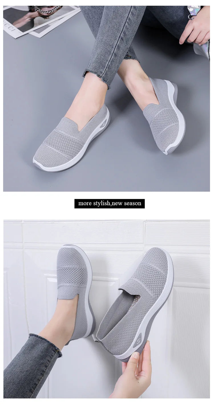 Women Work Shoes Comfortable for Work Spring Autumn Women Mesh Breathable Casual Slip on Platform Shoes Sneakers Women 36-41