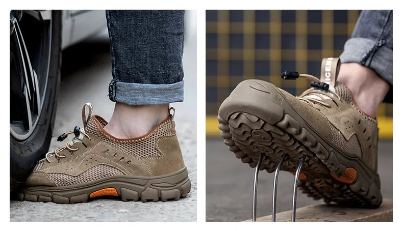2025 Summer Safety Shoes Men Anti-puncture Work Sneakers With Steel Toe Cap Indestructible Shoes Breathable Male Shoes Anti-slip