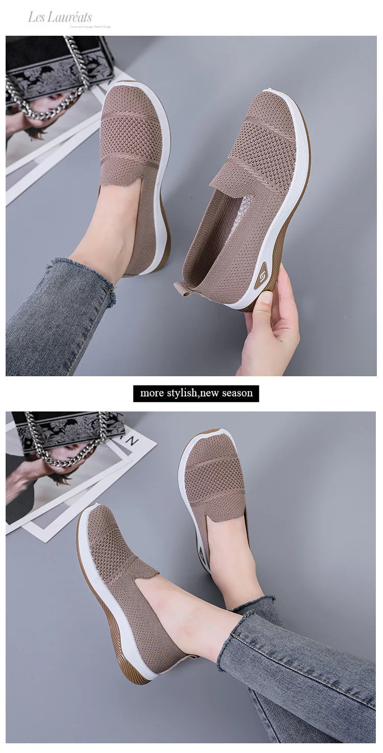 Women Work Shoes Comfortable for Work Spring Autumn Women Mesh Breathable Casual Slip on Platform Shoes Sneakers Women 36-41