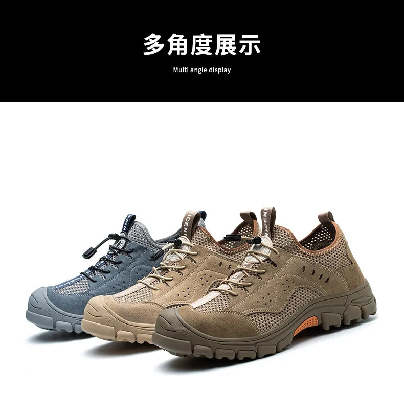 2025 Summer Safety Shoes Men Anti-puncture Work Sneakers With Steel Toe Cap Indestructible Shoes Breathable Male Shoes Anti-slip