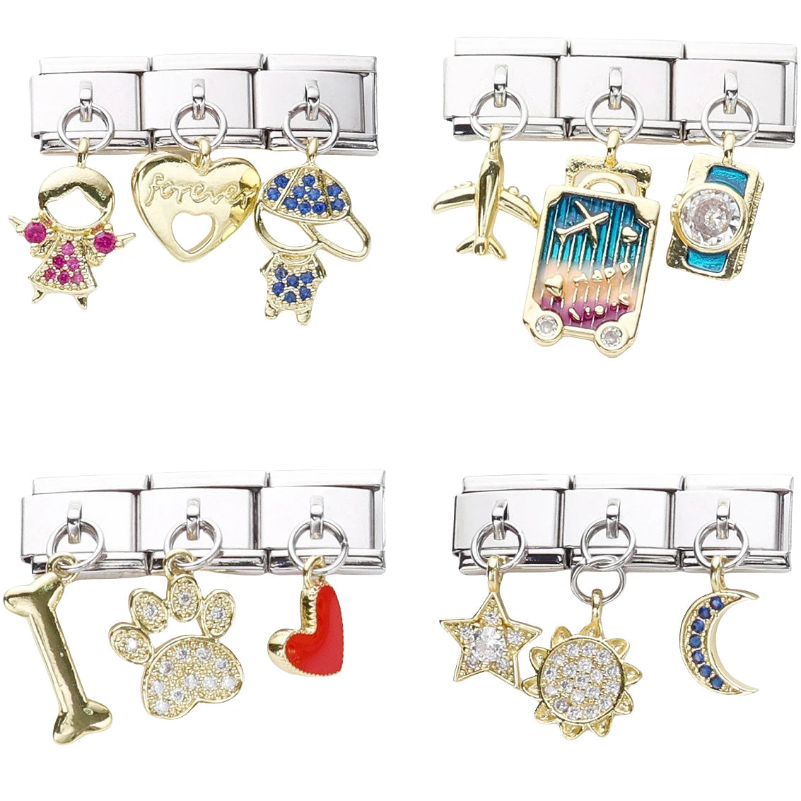 2025 New Women's Jewelry Fashion DIY Italian Charm 9MM Stainless Steel Module Women's Bracelet Pendant Jewelry Gift