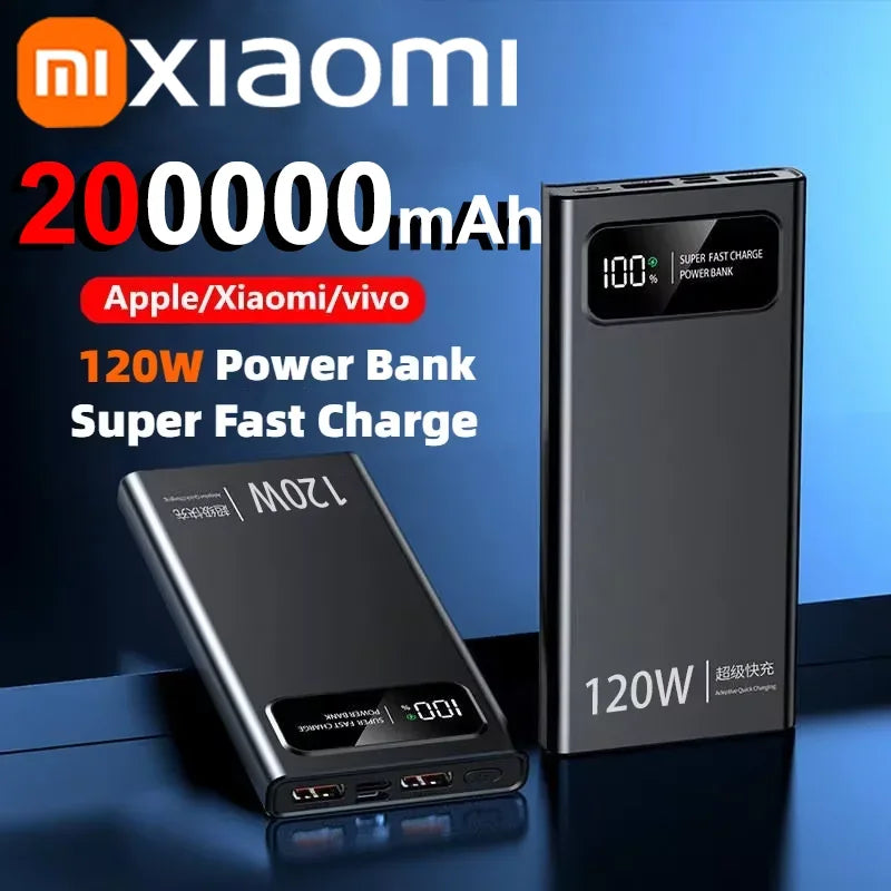 Xiaomi 120W PowerBank Super Fast Charging 200000mAh Large Capacity Portable Emergency Battery Supply Mobile Power For IPhone New