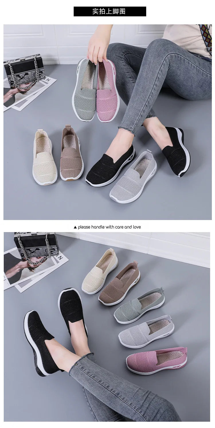 Women Work Shoes Comfortable for Work Spring Autumn Women Mesh Breathable Casual Slip on Platform Shoes Sneakers Women 36-41