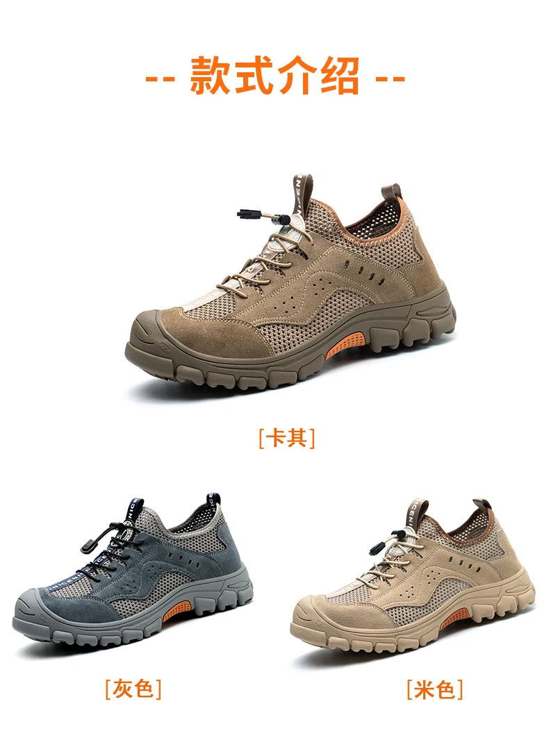 2025 Summer Safety Shoes Men Anti-puncture Work Sneakers With Steel Toe Cap Indestructible Shoes Breathable Male Shoes Anti-slip