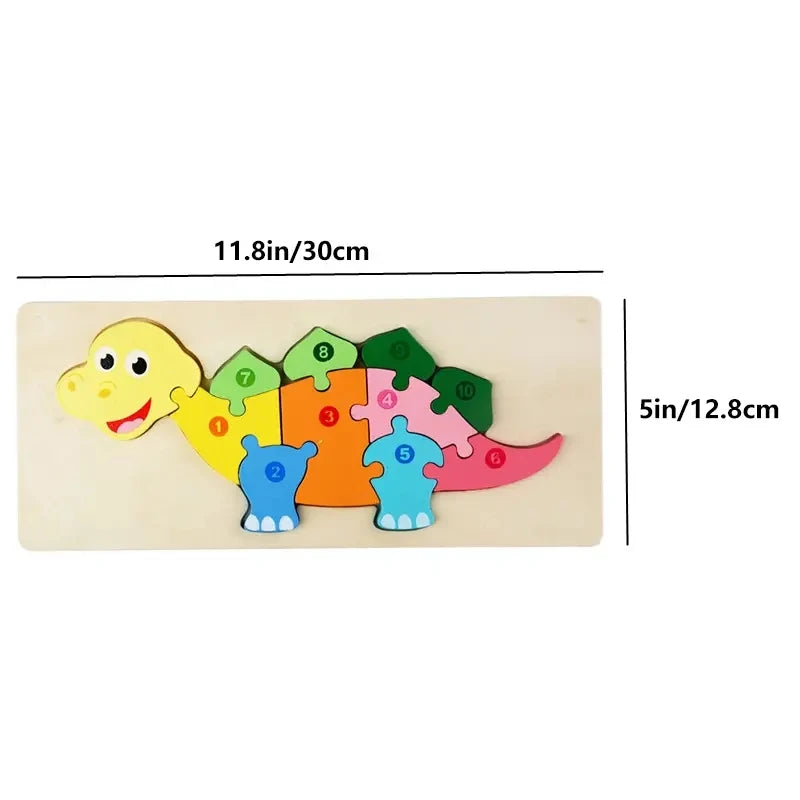Wooden Puzzles for Kids, Number Puzzle, Dinosaur Puzzles and Animal ,Traffic,Characte Jigsaw Toys for Boy Girl Ideal Gift, 1-6