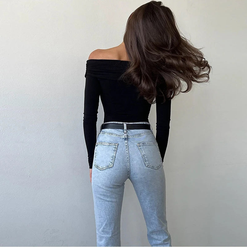 Women's Bodysuits Autumn New Black Sexy Backless Solid Corset Slim Fashion Crossed Bodysuits Long Sleeves Casual Knitted Rompers