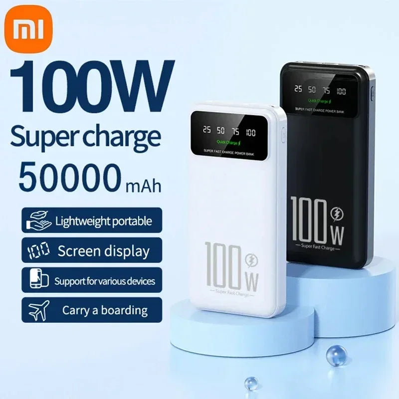 Xiaomi PowerBank 50000mAh High Capacity 100W Fast Charging Portable Charger emergercy Battery supply Powerbank for iPhone Huawei
