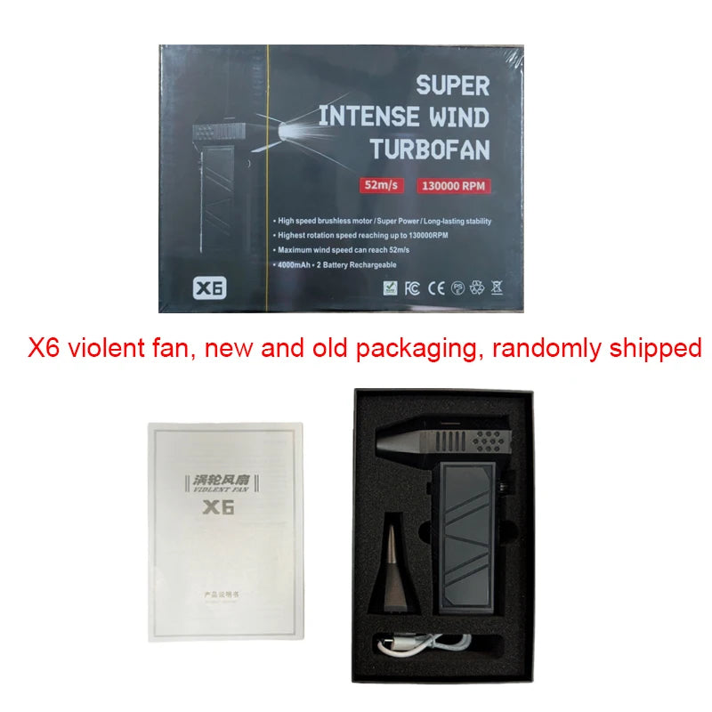Xiaomi X6 Violent Fan 140000RPM Powerful Air Blower Vacuum Dust Cleaner TypeC Charging Strong Winds 53m/s Brushless Turbo Blower