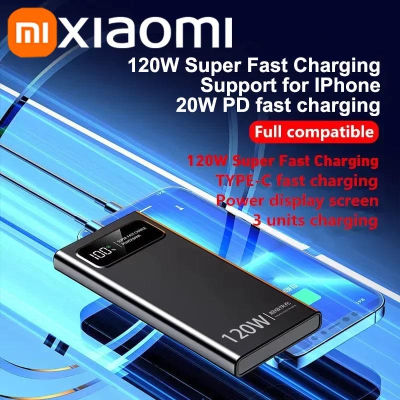Xiaomi 120W PowerBank Super Fast Charging 200000mAh Large Capacity Portable Emergency Battery Supply Mobile Power For IPhone New