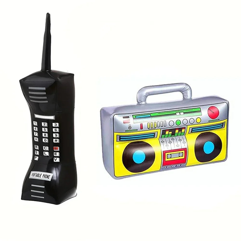 2 Pcs Set Of 90s Inflatable Radio Toys, Party Decorations, Phone Shaped Balloon Toys Hip-Hop Themed Disco Birthday Party Props