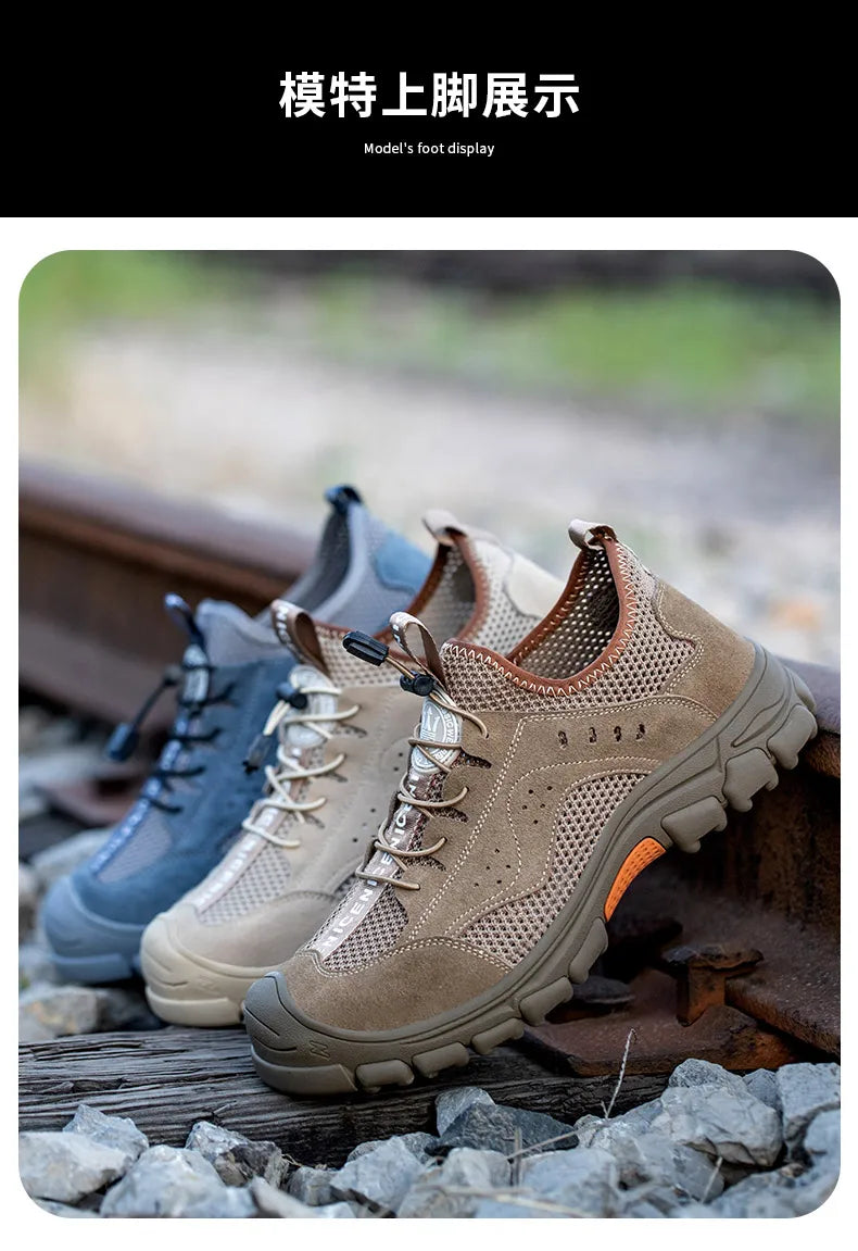2025 Summer Safety Shoes Men Anti-puncture Work Sneakers With Steel Toe Cap Indestructible Shoes Breathable Male Shoes Anti-slip
