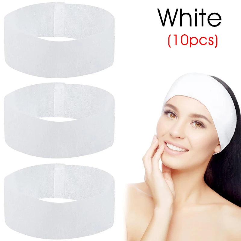 10/50/100pcs Disposable SPA Facial Headbands White Facial Esthetician Headband Wrap Non-Woven Soft Skincare Beauty Salon Supplie