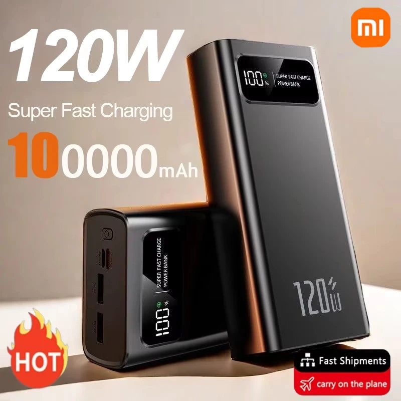 Xiaomi 200000mAh LED Digital Display Power Bank High Capacity 120W Super Fast Charging Portable External Battery For IPhone New