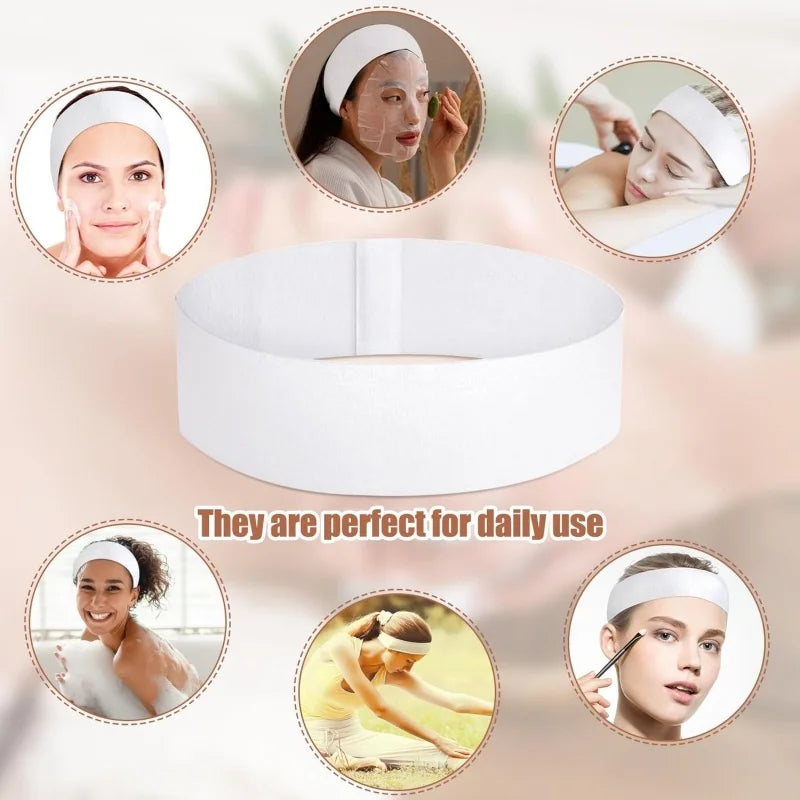 10/50/100pcs Disposable SPA Facial Headbands White Facial Esthetician Headband Wrap Non-Woven Soft Skincare Beauty Salon Supplie