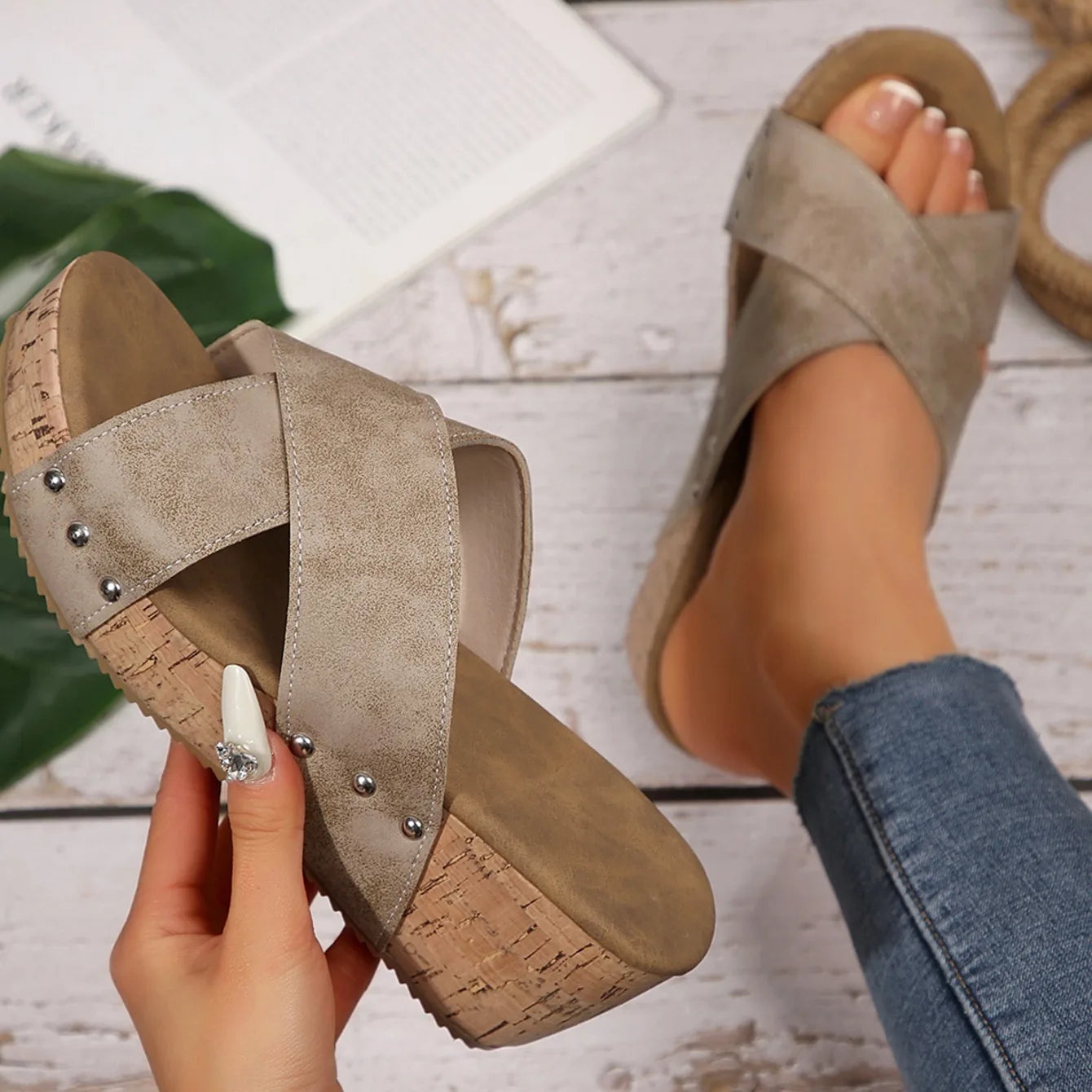 Women Wedge Sandals 2025 NEW Summer Platform Sandals Rubber Sole Buckle Peep Toe Elegant Shoes for Woman Sandalias De Mujer