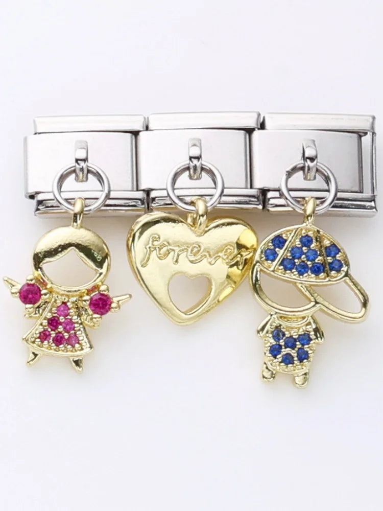 2025 New Women's Jewelry Fashion DIY Italian Charm 9MM Stainless Steel Module Women's Bracelet Pendant Jewelry Gift