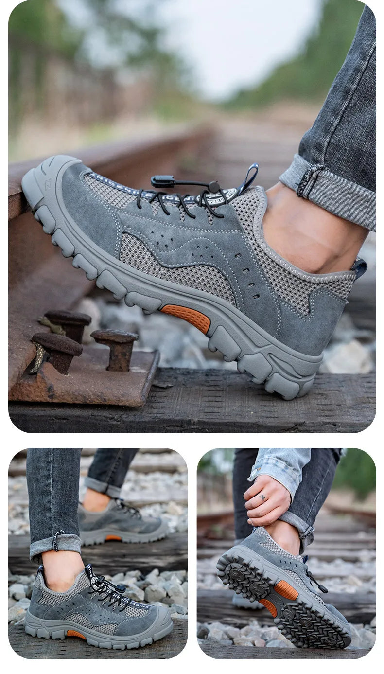 2025 Summer Safety Shoes Men Anti-puncture Work Sneakers With Steel Toe Cap Indestructible Shoes Breathable Male Shoes Anti-slip