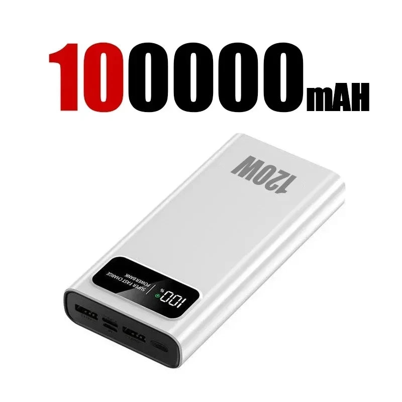 200000mAh Power Bank 120W Super Fast Charging Ultralarge Capacity With LED Digital Display Portable External Battery For Phones